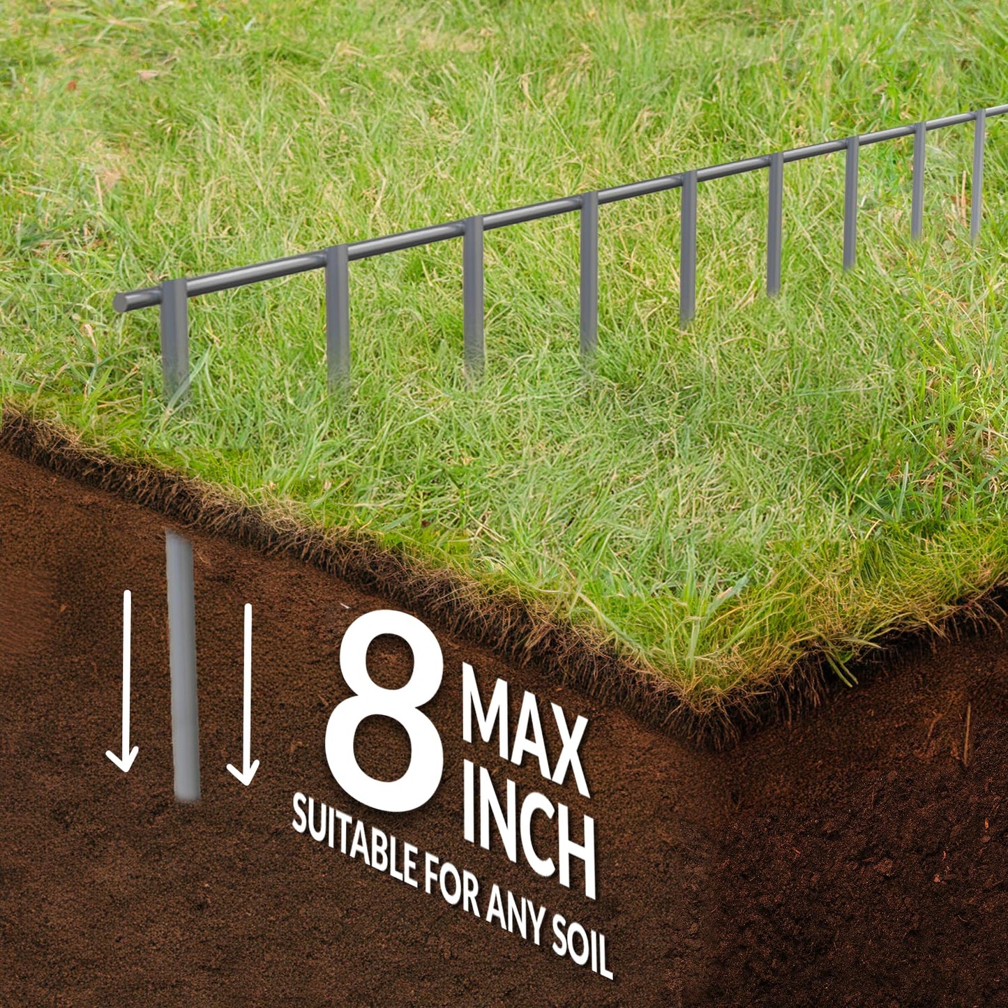 Dig Defence Original Animal Barrier Fence - Small/Medium Decorative Garden Fence, Outdoor No Dig Fence for Dogs and Rabbits, Yard and Patio - 32”(L) x 8”(H), 24 Pack