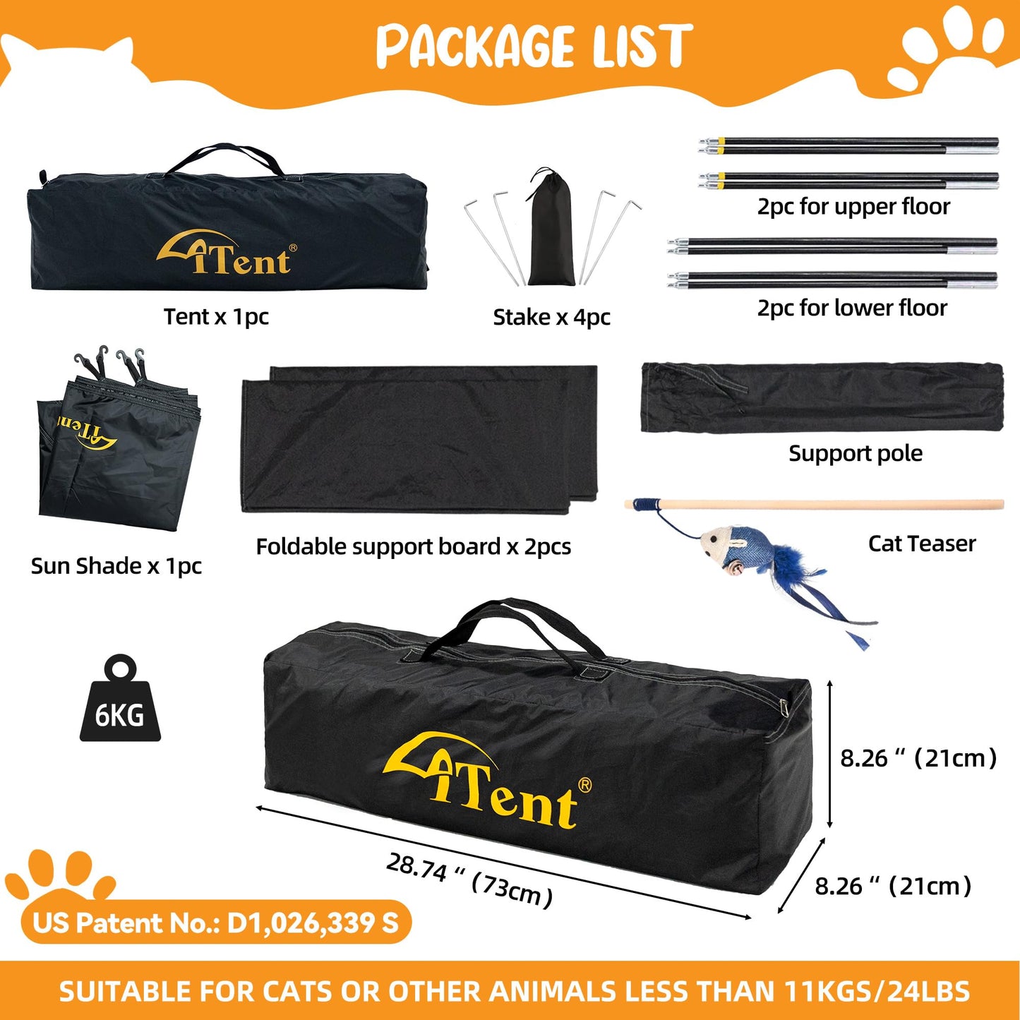 Automatic Pop-Up Cat Enclosure|3-Tier Cat Tent|Cage|Outdoor Catio with Patent,Breathable Portable & Foldable, Stable Structure for Indoor/Outdoor, Free Teaser Wand,Friendly Connectable playpen-Black