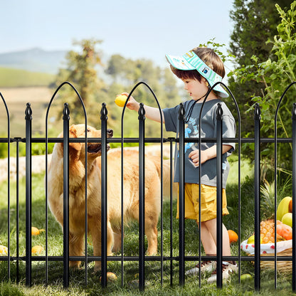 Thealyn Garden Fence 24" W x 24" H (10 Panels, Total 20 ft), Metal Fence Decorative Border Fence, Rustproof Landscape Fencing for Dog, Flower Bed, Yard, Patio, Animal Barrier