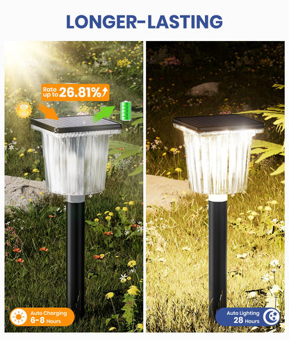 12-Pack Super Bright Solar Pathway Lights Outdoor Powered,Adjustable Warm&Cool White,Waterproof IP65 Solar Garden Decor Landscape Lighting Outside for Front Yard/Patio/Walkway/Driveway/Lawn/Path Light