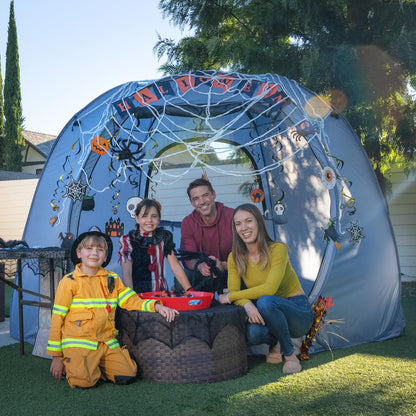 LEEDOR Pop Up Screen House Tent, 10'x10'UPF 50+ and Windproof Dome Outdoor Canopy Camping Tent with Roll Up Zipped Door Privacy Gazebo, Compact and Lightweight for Party Camping Fishing Picnic, Grey