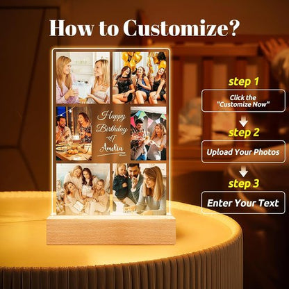 Jkolalin Personalized Picture Frame - Custom Photo Frame with Night Light | Ideal Birthday Gift for Friends