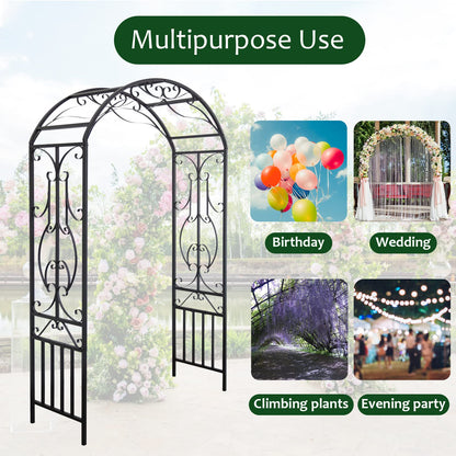 kinbor Garden Arches and Arbors Outdoor Black Metal Arbor for Climbing Plants Vines Roses Wedding Archway