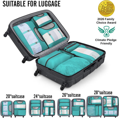 Veken Packing Cubes - Travel Organizer Bags Set with Large Laundry Bag & Passport Holder | 4 Sizes for Suitcase