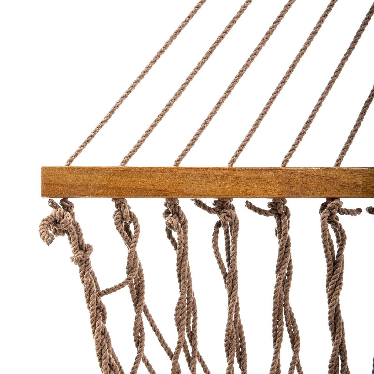Original Pawleys Island Large Antique Brown DuraCord Rope Hammock – 13 ft. x 55 in., 2-Person, 450 lb Capacity, Oak Spreader Bar, Zinc-Plated Hardware, Handcrafted in the USA