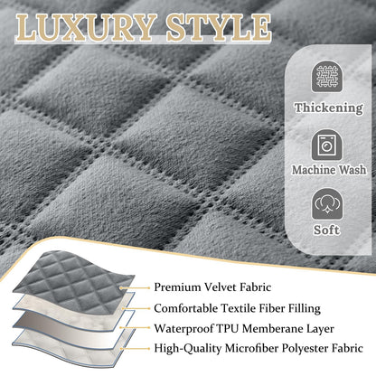 HDCAXKJ 100% Waterproof Recliner Sectional Couch Covers XX-Large L Shaped Corner Reclining Sofa Cover Washable Thick Non Slip Sectional Slipcover with Pockets (XXL 5 Seat Recliner Couch, Grey)