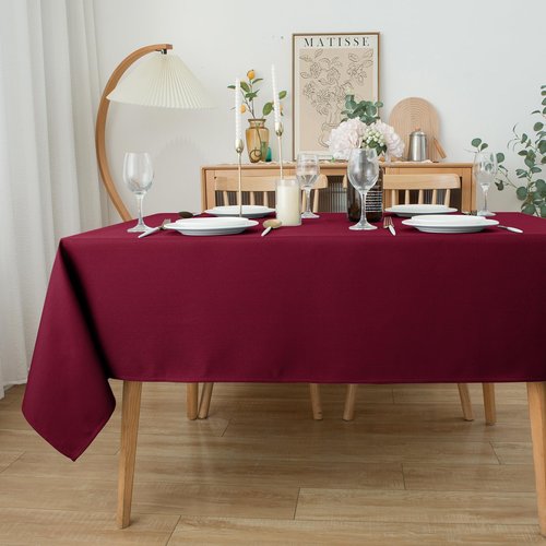 Biscaynebay Textured Fabric Tablecloths 90x156 Inches Rectangular, Navy Water Resistant Tablecloths for Dining, Kitchen, Wedding and Parties etc. Machine Washable
