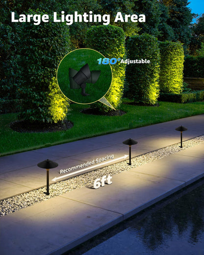 SUNVIE All-in-ONE Landscape Lighting Kit 6-Pack LED Outdoor Pathway Lights, 2-Pack Spotlights, 60W Transformer, 100FT 16/2 AWG Wire and Connectors Outdoor Landscape Lighting for Walkway Garden Yard