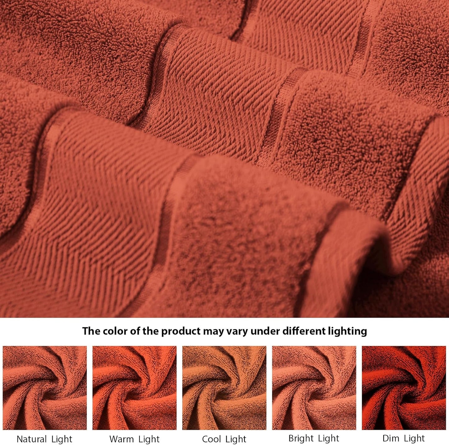 Marvione 6-Piece Bath Towels Set | 100% Turkish Cotton, Highly Absorbent & Soft | Burnt Orange