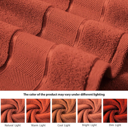 Marvione 6-Piece Bath Towels Set | 100% Turkish Cotton, Highly Absorbent & Soft | Burnt Orange