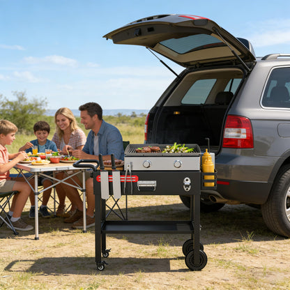 TAILGRILLER Portable Grill Table Outdoor Grill Stand for Blackstone 17"/22" Griddle,Ninja Grill,Foldable Ninja Grill Stand& Blackstone Griddle Stand for Outdoor Tailgating-Camping with Wheels