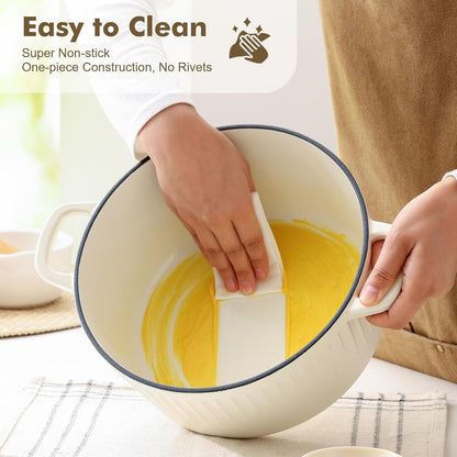 SENSARTE Enameled Cast Iron Dutch Oven - 3.5 Quart Heavy-Duty Pot with Lid, Ideal for Baking & Roasting - White