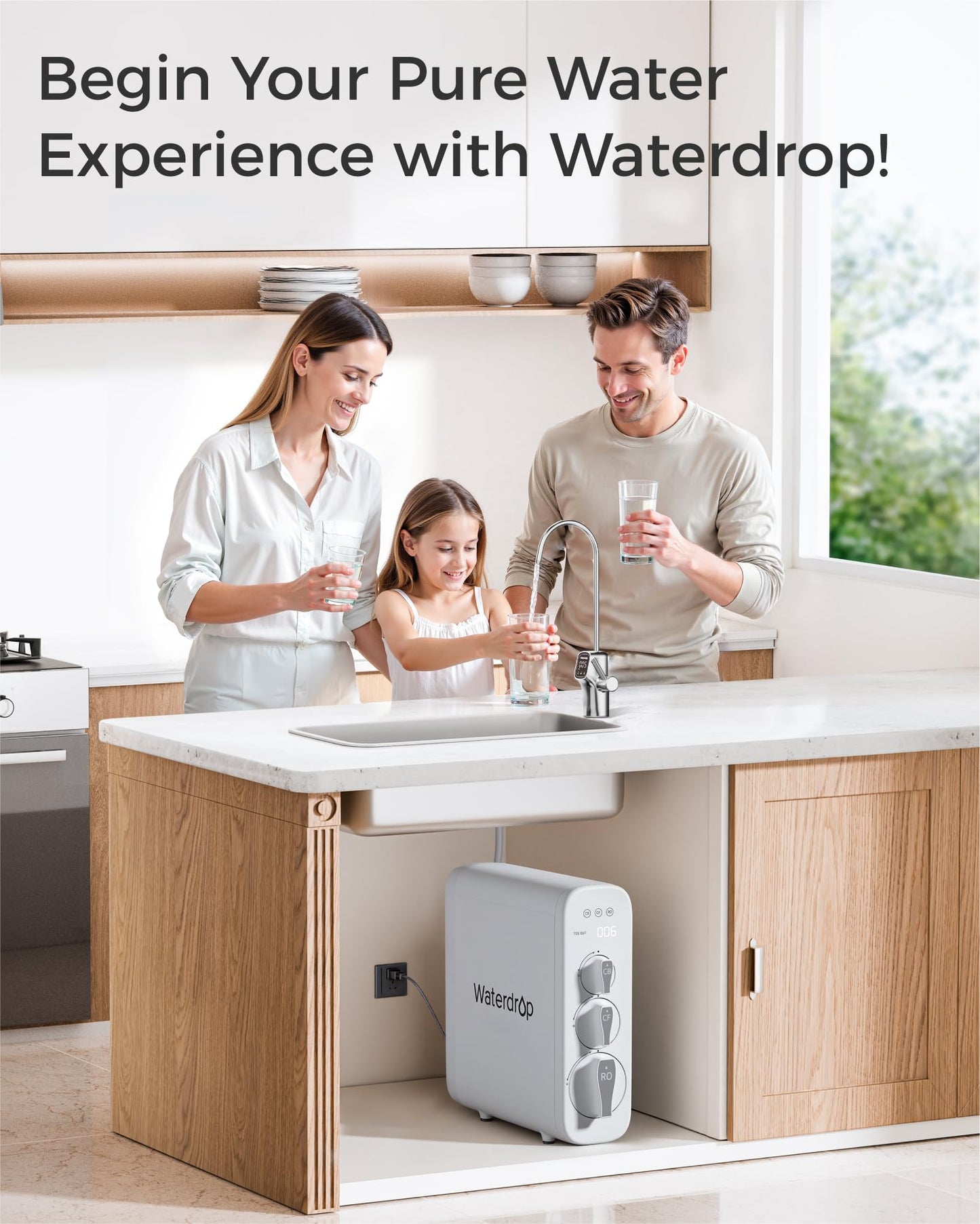 Waterdrop G3-2CFCB Filter, Replacement for Waterdrop G3-W & G3P600 & G3P800 Reverse Osmosis System, Pack of 2 G3-N1CF Filters and 1 G3-N3CB Filter, 1-Year Combo
