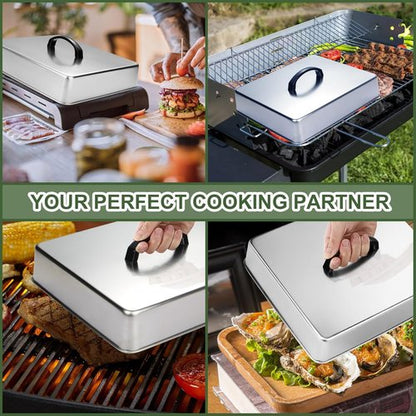 Blackstone Griddle Accessories - Heavy Duty Rectangular Basting Cover & Stainless Steel Melting Dome | Perfect for Flat Top Grill Cooking