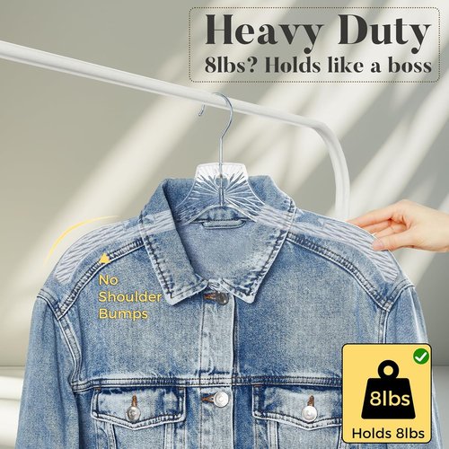 HOUSE DAY Clear Plastic Hangers - Durable 12-Pack Crystal Dress Hangers for Women | 16.7'' Versatile Design with 360° Swivel Hook