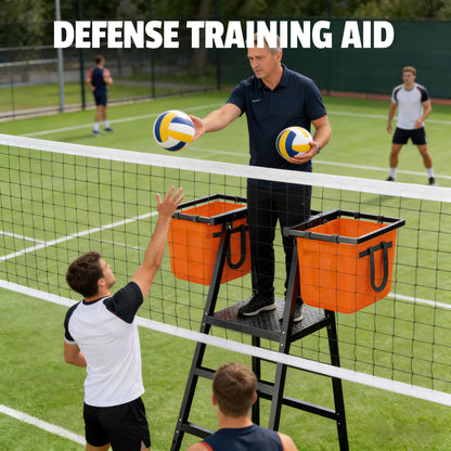 MR Portable Volleyball Coaching Tower with Ball Bag Attachments, Adjustable Volleyball Referee Stand, Volleyball Training Tower for Passing, Defense, and Blocking Drills