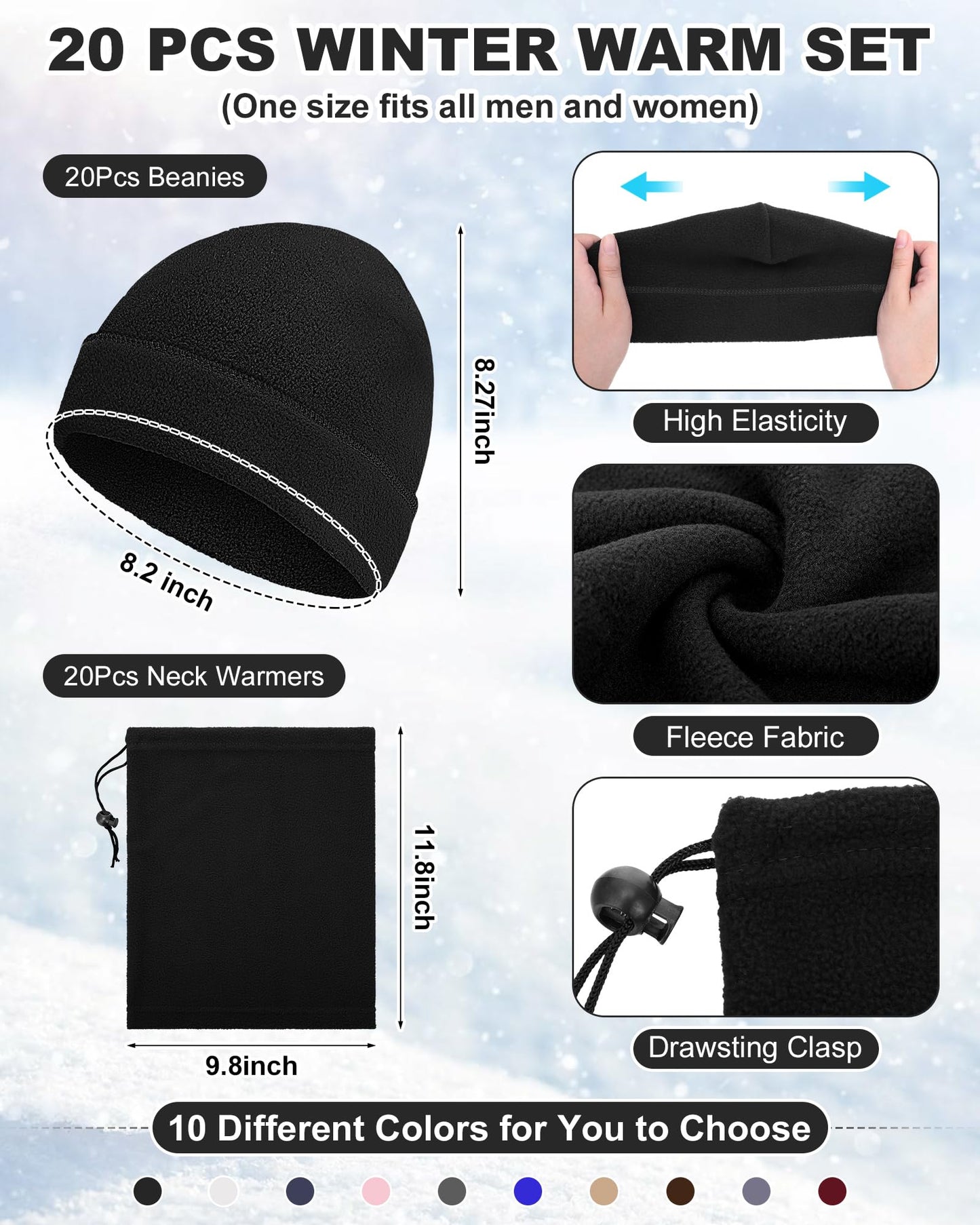 Silicherry 100 Pcs Homeless Care Package Supplies Bulk Emergency Blankets Winter Beanies Hats Scarf Gloves Socks Set