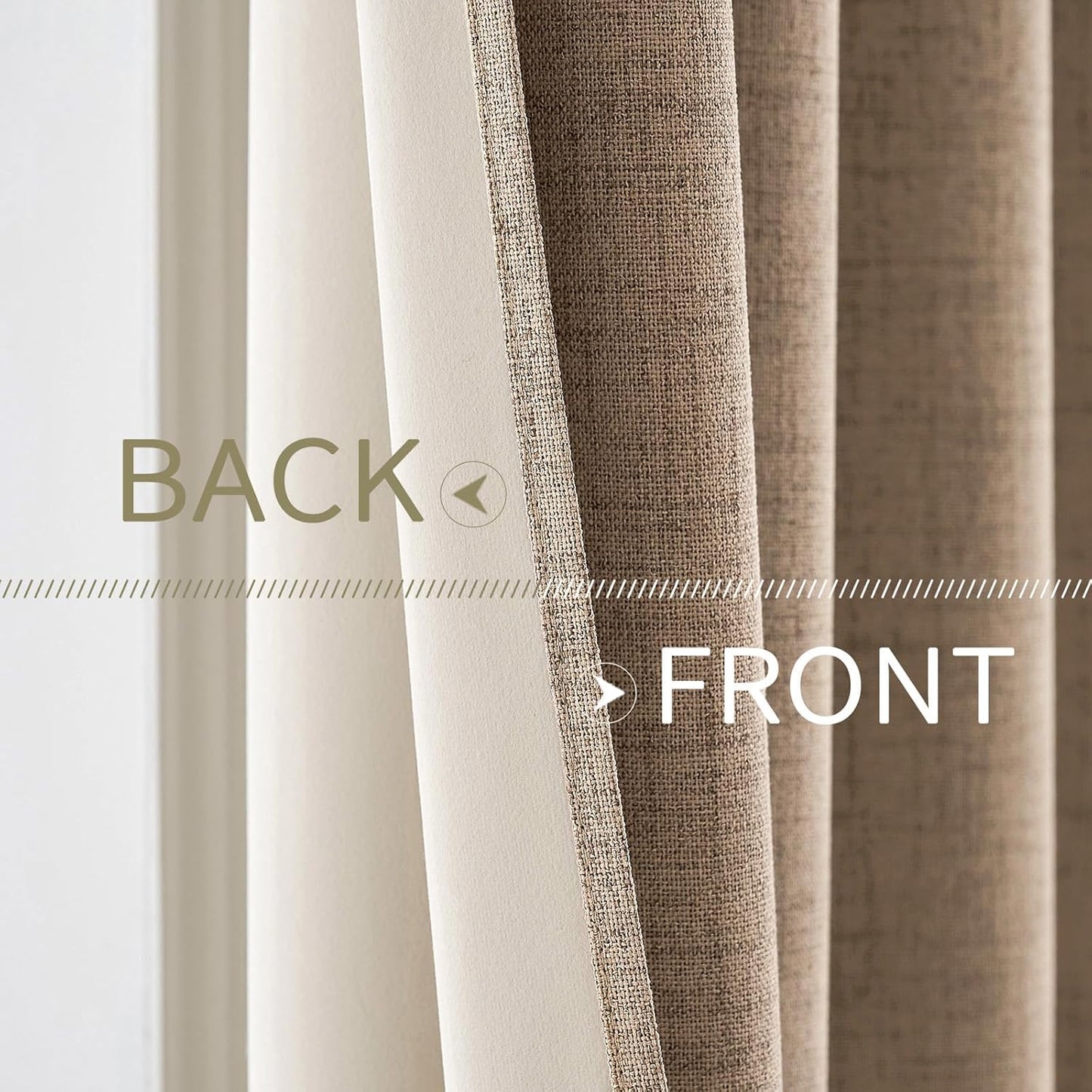 MIULEE Blackout Linen Textured Curtains - Thermal Insulated Room Darkening Drapes | Copper Brown, 52 x 108 Inch (2 Panels)