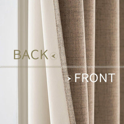 MIULEE Blackout Linen Textured Curtains - Thermal Insulated Room Darkening Drapes | Copper Brown, 52 x 108 Inch (2 Panels)