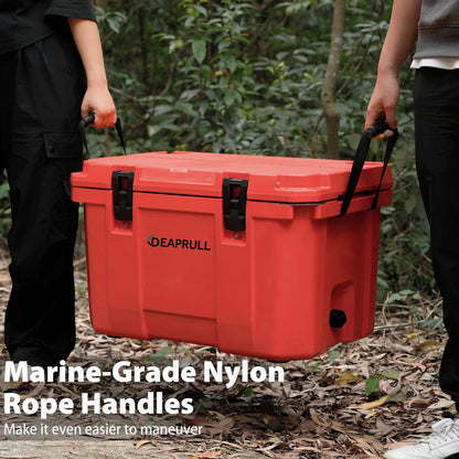 60 Quart Hard Cooler, Insulated Ice Chest Box Holds Ice for up to 6 Days, Portable Cooler with Nylon Rope Handles, Cup Holders, Double Latches for Camping Drink, Beach, Picnic, Fishing, Boat, Barbecue