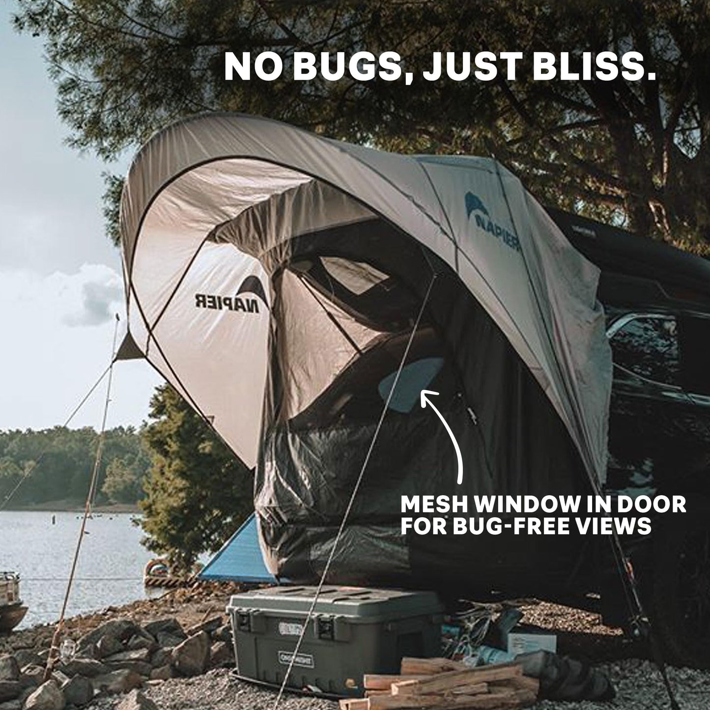 Napier Sportz Cove | SUV Tailgate Tent with Awning | Fits Small to Large SUVs | Easy 5-Minute Setup | Sun Protection & Privacy Shelter for Camping, Tailgating, Road Trips