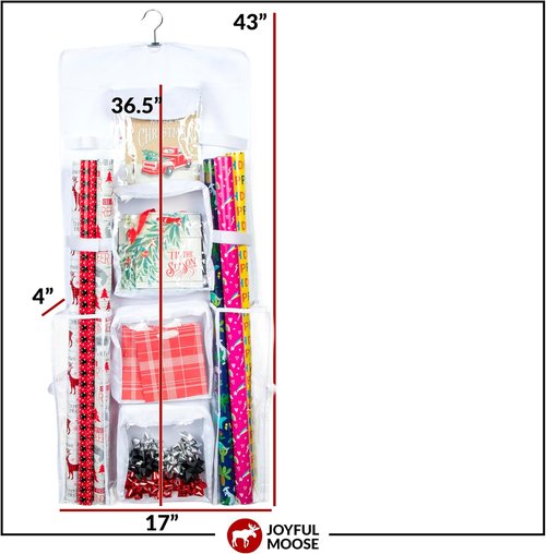 Joyful Moose Gift Bag Organizer - Christmas Wrapping Paper Storage Container | Black