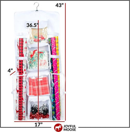 Joyful Moose Gift Bag Organizer - Christmas Wrapping Paper Storage Container | Black