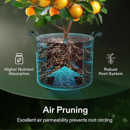 VIVOSUN 5-Pack 5 Gallon Grow Bags - Durable 500G Nonwoven Fabric Pots with Strap Handles for Plant Training