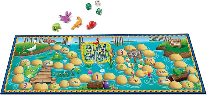 Learning Resources Sum Swamp Game Addition &amp Subtraction Board Game - Educational Homeschool Elementary Math Classroom Must Haves Kindergarten Gifts for Kids Numbers for Boys and Girls