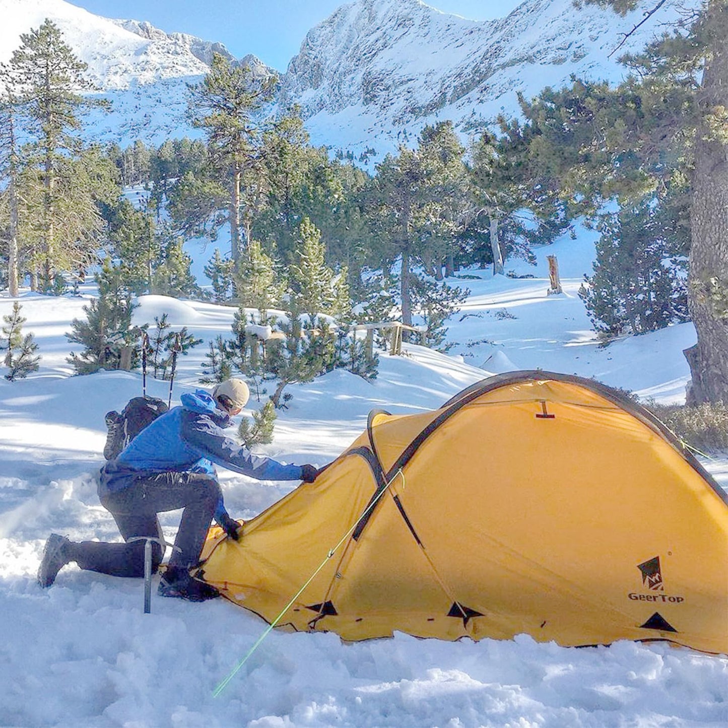 Geertop Portable 2 Person 4 Season Tent Waterproof Backpacking Tent Double Layer All Weather for Camping Hiking Travel Climbing Mountaineering - Easy Set Up