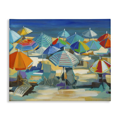 Stupell Industries 'Colorful Beach Umbrella Nautical Landscape', Canvas Art, 30 x 24 Inches, Easy to Hang and Sturdy, Made in USA, by Liz Jardine