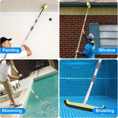 Sepetrel 15-Foot Telescoping Pool Pole - Upgraded Professional Design with Threaded Tips for Skimmer Net & Brush