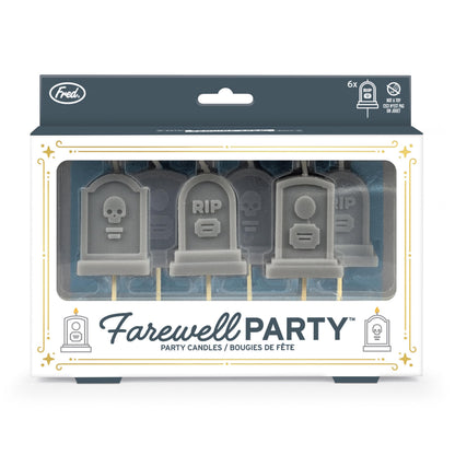 Genuine Fred Farewell Party Tombstone Birthday Candles – Set of 6 Gravestone Cake Toppers with Wooden Picks – Fun Candles for Milestone Birthdays, Retirements, and Halloween