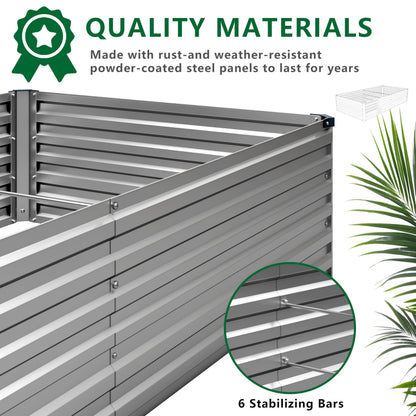 MGNO 12x2x1.5FT Galvanized Raised Garden Bed-Outdoor Planter Box for Vegetables-Metal Garden Bed,RRectangle Planting Box for Herb,Flower