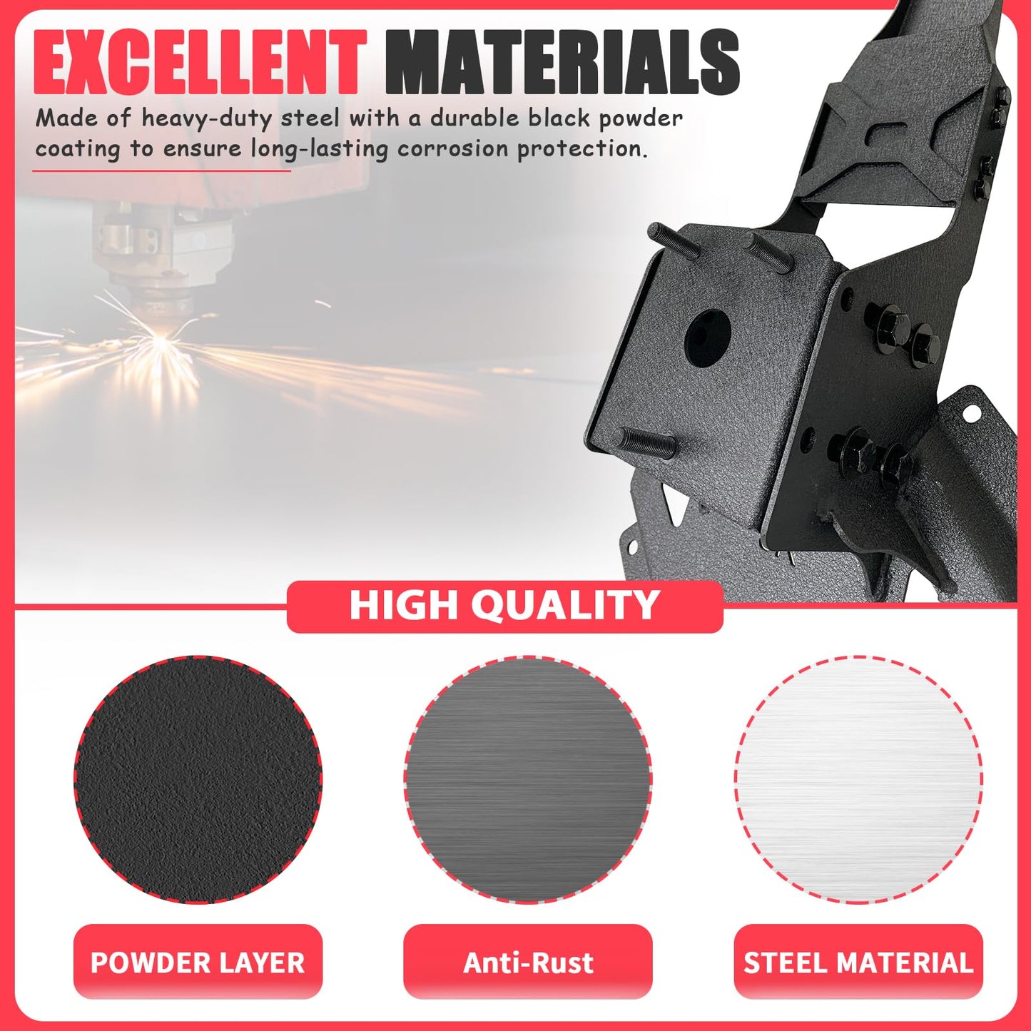 KLYONA for JK up to 37" Spare Tire Carrier with Third Brake Light Bracket Compatible with 2007 2008 2009 2010 2011 2012 2013 2014 2015 2016 2017 2018 Jeep Wrangler JK JKU Width-Adjustable Tire Lift