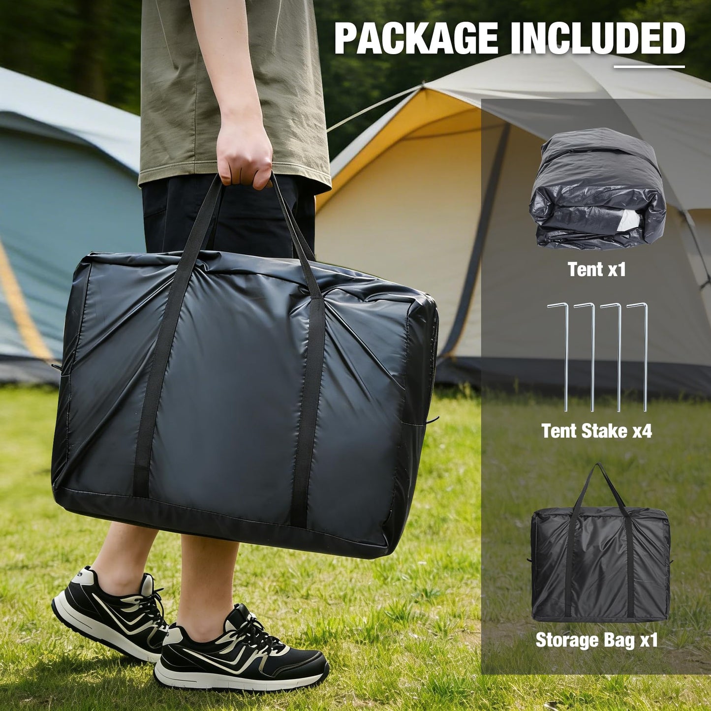 REDCAMP Canopy Camping Tent for Pop Up Canopy, Inner Tent with Mesh Window, Converts Straight Leg 10ft Canopy into Camping Shelter, Fits 4-6 Person, Khaki White(Frame/Shelter NOT Included)