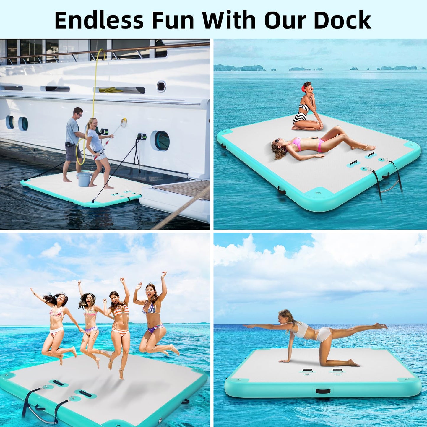 AZXRHWYGS Inflatable Floating Dock Air Dock Platform Floating Island Raft with None-Slip Surface for Pool Beach Ocean