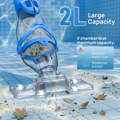 Consciot Upgraded Pool Vacuum for Above Ground & Inground Pool, 75-Min Runtime, 113" (9.4FT) Telescopic Pole, 22 GPM Suction, 2L Capacity, 4 Filters; Ideal for Spa, Hot Tub & Pool Stairs