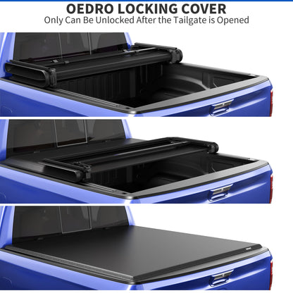 oEdRo Upgraded Soft Tri-fold Truck Bed Tonneau Cover On Top Compatible with 2014-2018 Chevy Silverado 1500 / GMC Sierra 1500 with 5.8ft Bed, Fleetside