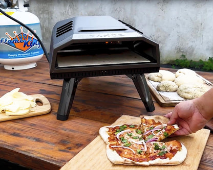 Flame King TANUR 12-inch Portable Outdoor Propane Pizza Oven Countertop for Camping, Backyard, and Tailgating, Multiple Air Vents, Piezo Auto Ignition, Non-Stick Pizza Stone
