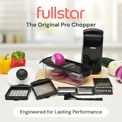 Fullstar Vegetable Chopper & Mandoline Slicer - 8-in-1 Food Chopper with Container & Julienne Slicer, Black