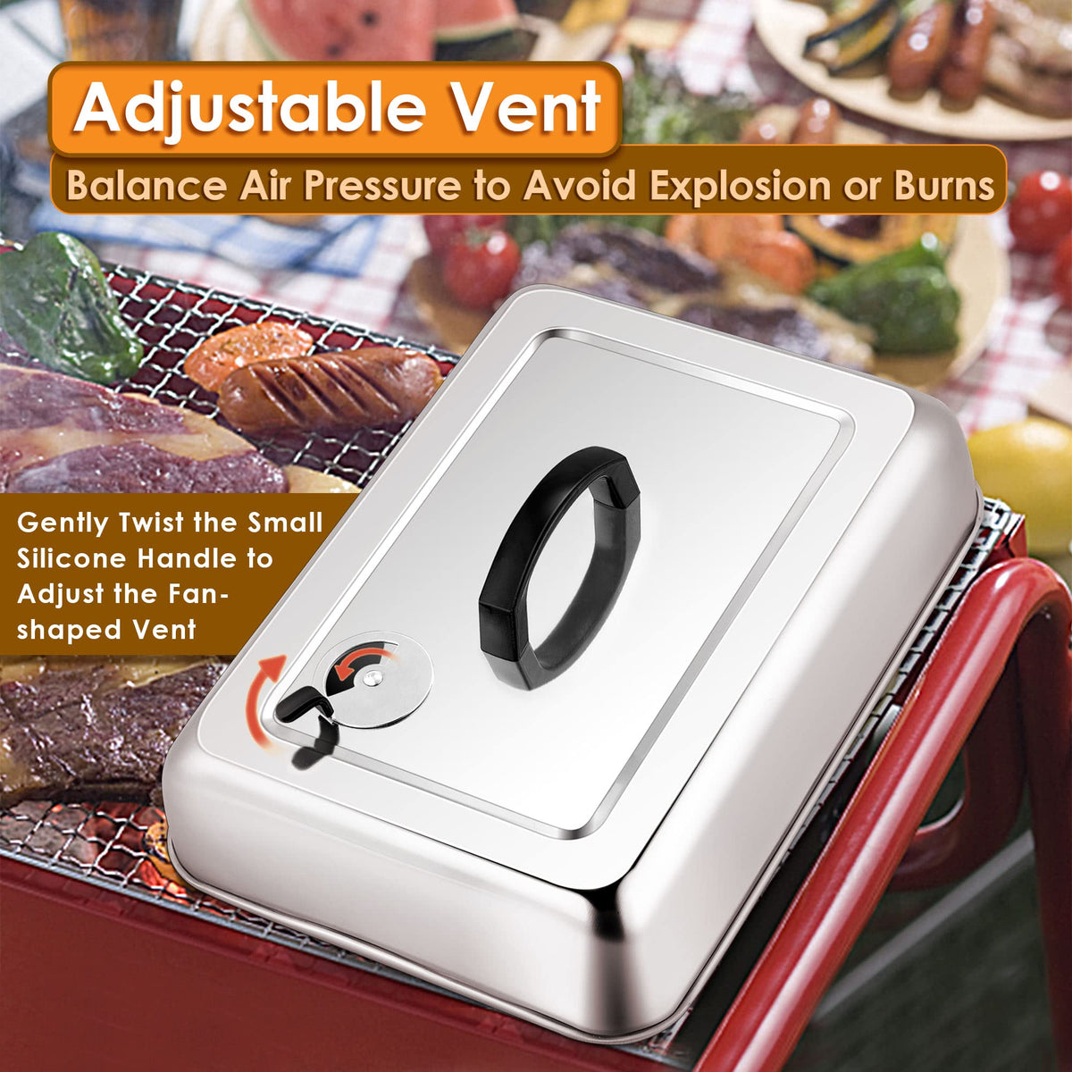 Leonyo 13x9 Inch Basting Cover for Griddle Grill, Melting Dome with Vent