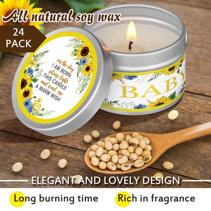Funtery 12 Pcs Baby Shower Party Favors for Guests Baby Shower Candles Lavender Scented Candle Rustic Tealights Candles Gender Reveal Return Gifts(Sunflower)