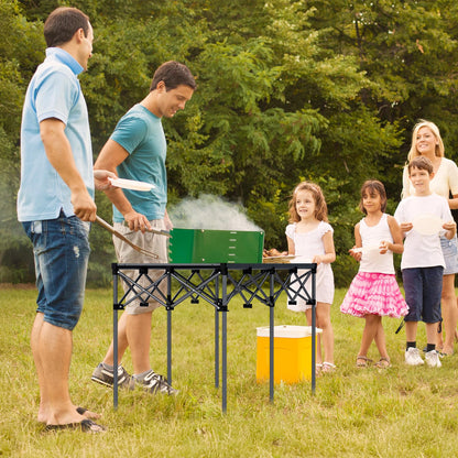 Anbte Heavy-Duty Camping Table, 48” x 23.6” Large Roll Up Camping Table for 6-8 People Support 264lbs with Carry Bag, Waterproof, Portable, for Backyard BBQ Tailgating Picnic Party Indoor, Black