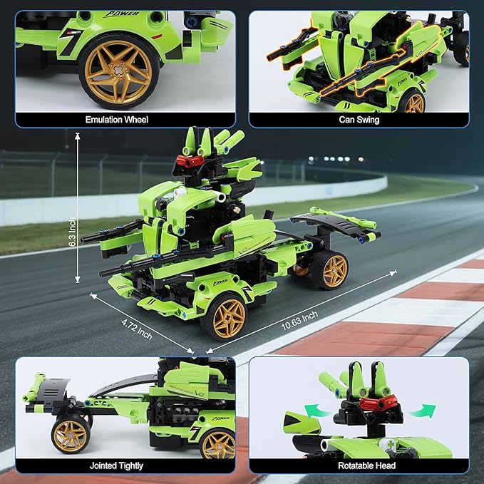 STEM Building Blocks Kit for Kids - 2 in 1 Remote Control Race Car and Robot Toy Great Gift for Boys Teens Age 6 7 8-12+ Year Old Who Love Engineering and RC Sports Car Toys