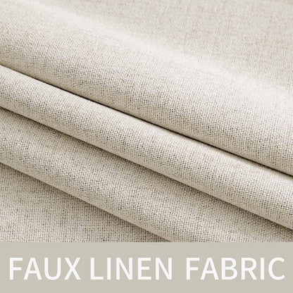MIULEE Linen Texture Curtains - 100% Blackout Thermal Insulated Drapes | Beige, 52x90 Inch (2 Panels)