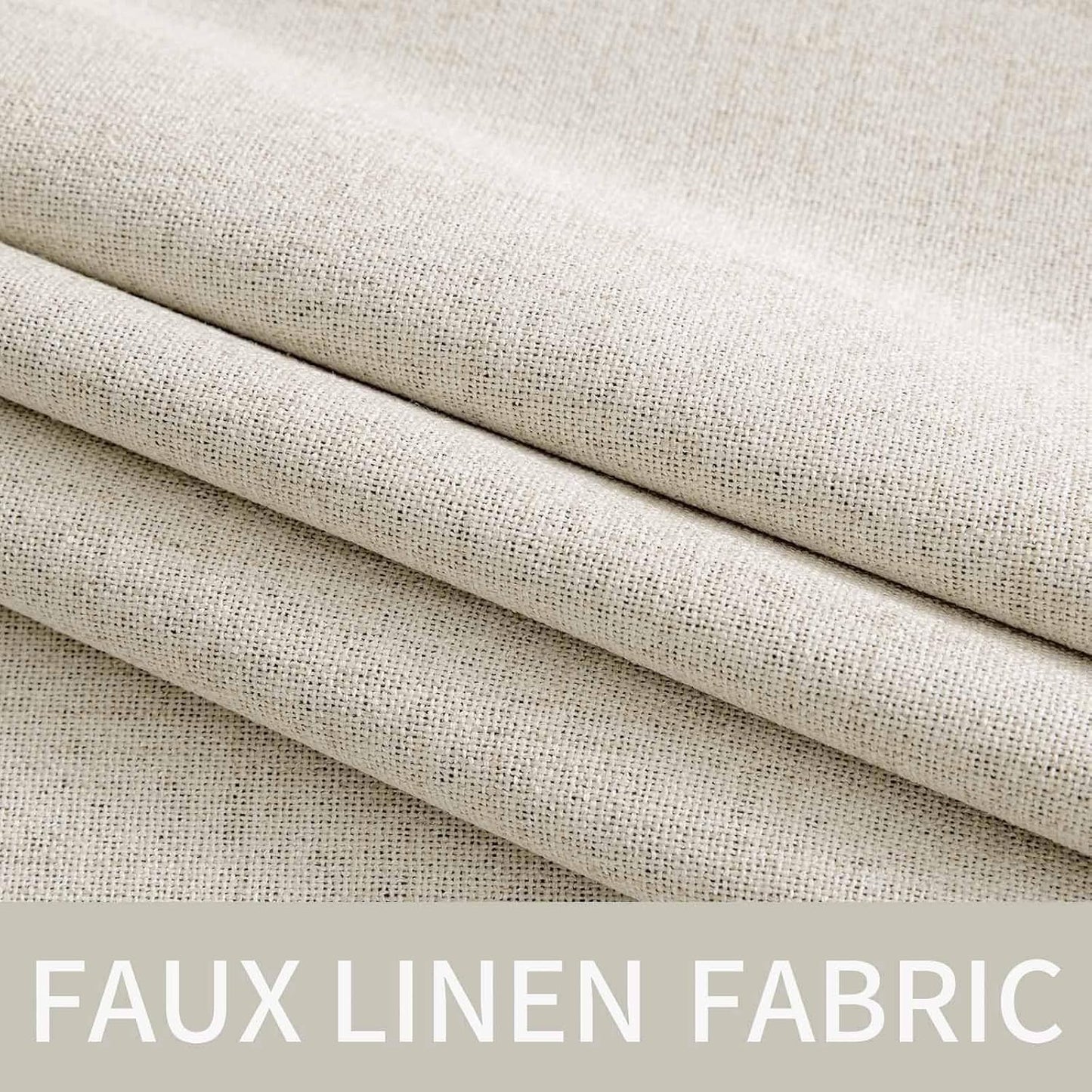 MIULEE Linen Curtains - 100% Blackout Thermal Insulated Drapes | Beige, 52x45 Inch (2 Panels)