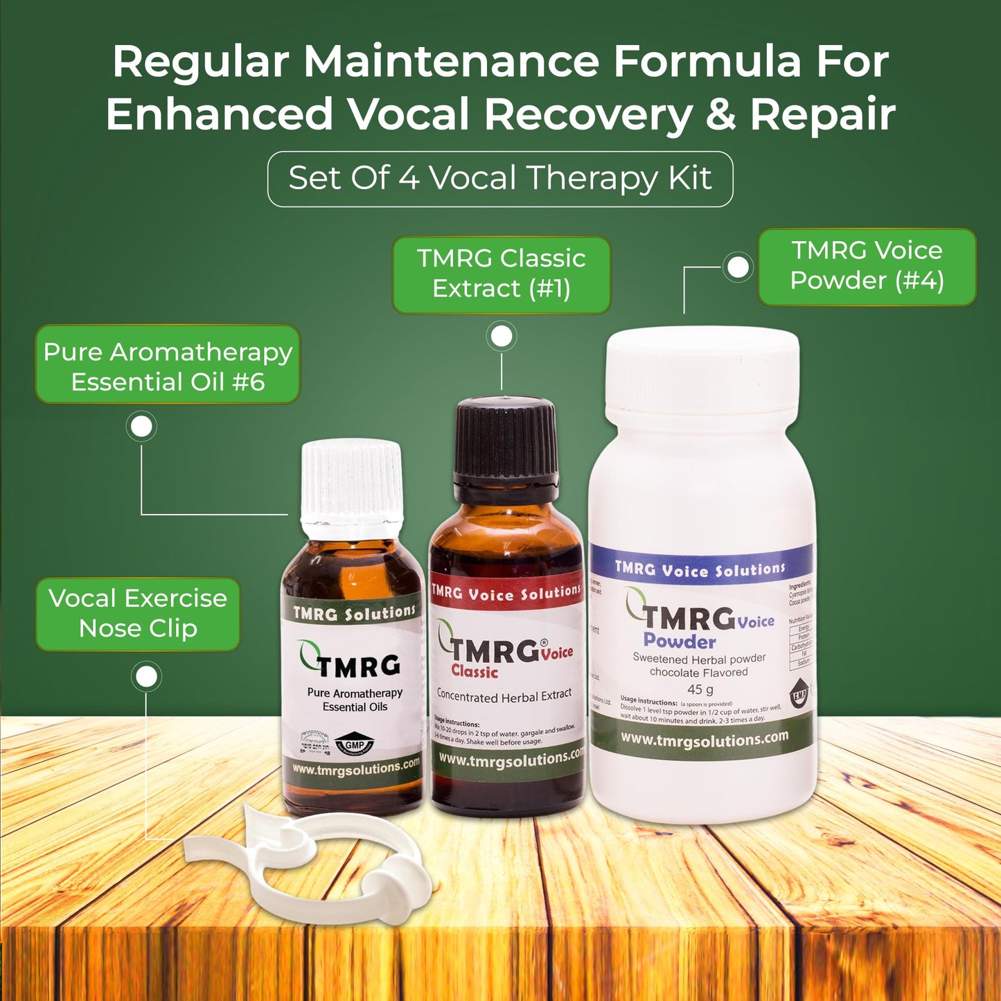 TMRG Powerful Vocal Recovery Kit-Normal - Professional Vocal Cord Remedy | 100% Natural Herbal Supplement for Sore Throat, Hoarse Voice, Hoarseness | Emergency Relief and Regular Maintenance