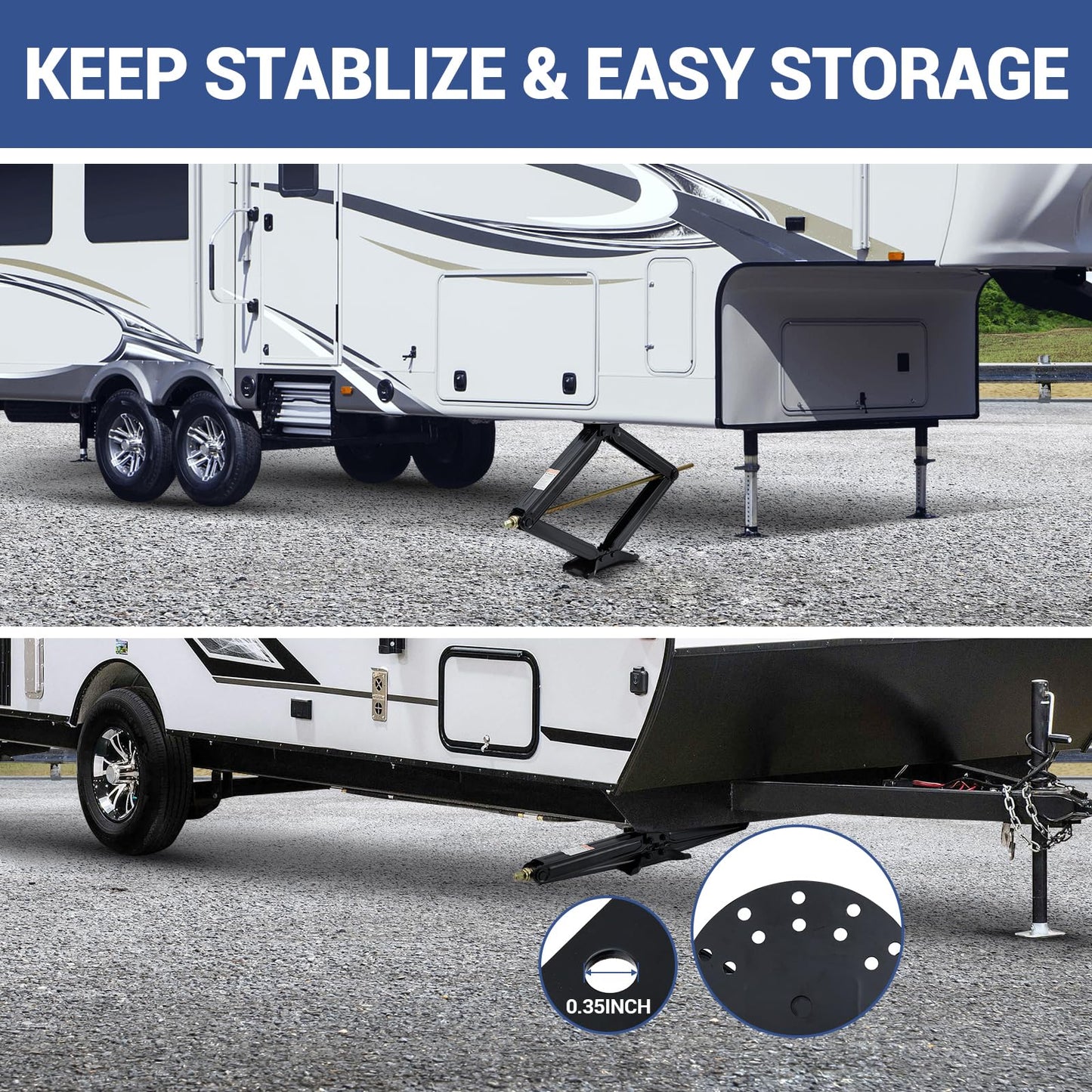 7500 LBS Heavy Duty Scissor Jacks Set of 4, 4 in to 30 in Adjustable Camper Trailer RV Leveling Stabilizer, Car Scissor Lift Jack with Crank Handle & Drill System for Travel Trailer Camper