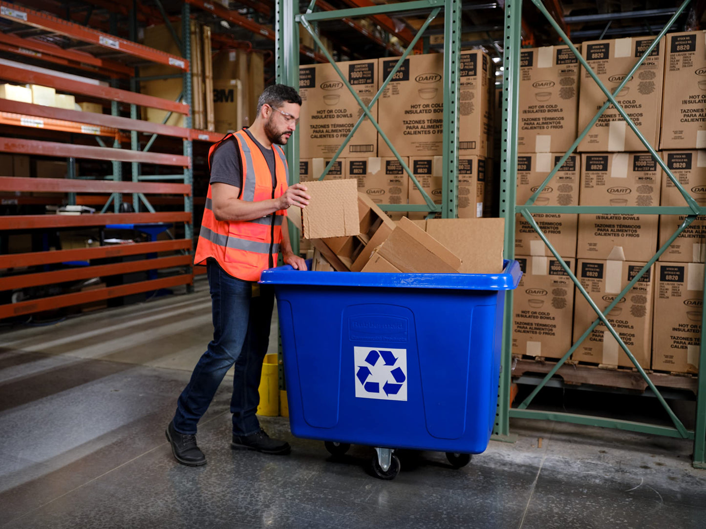 Rubbermaid Commercial 461673BE Recycling Cube Truck, Rectangular, Polyethylene, 500lb Cap, Blue